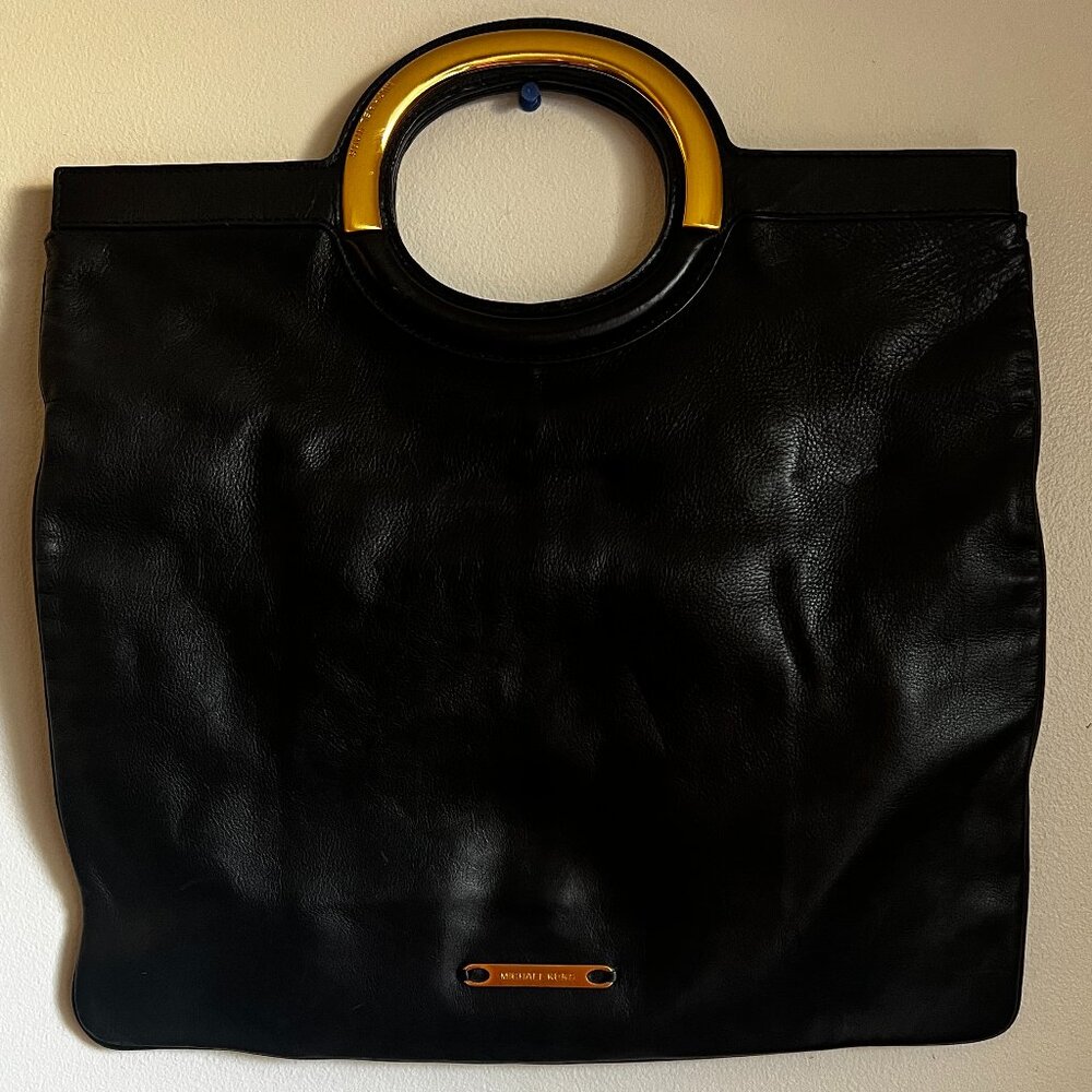 Michael Kors Black Leather Fold-over Clutch